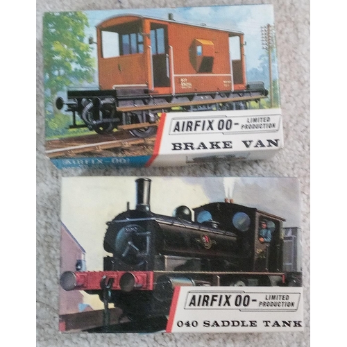 1254 - 2 Vintage Airfix Kits, 00 Gauge Railway, 040 Saddle Tank and Brake Van.