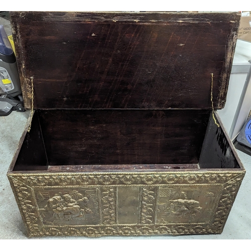 392 - A Large Brass Covered Chest 94 x 44 x 48 cm.