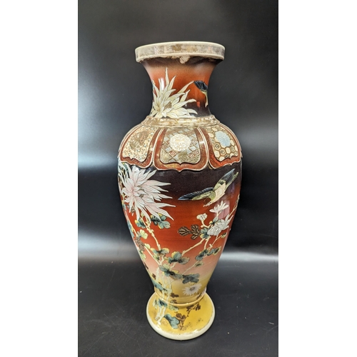 466 - A Large Hand Painted Satsuma Vase. 60cm.