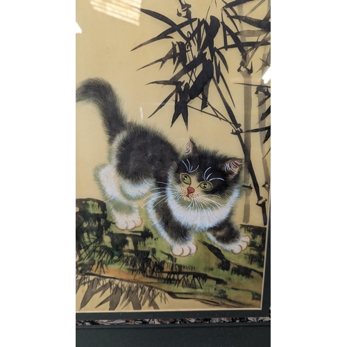 469 - A Chinese Silk Painting of a Cat.