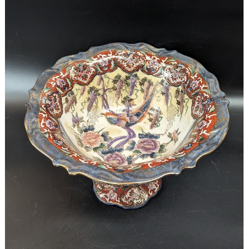 470 - An antique Satsuma Hand Painted Pedestal Bowl. 28 cm D, 20cm H.