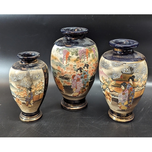 491 - A Trio of Satsuma Vases.