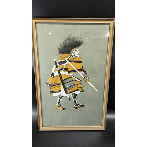 496 - An Original Painting of a Samuri, signed.