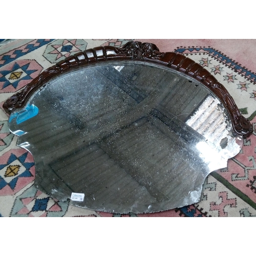 764 - An Antique Oval Over Mantle Mirror. Mirror in distressed state and frame in need of attention. 78cm ... 