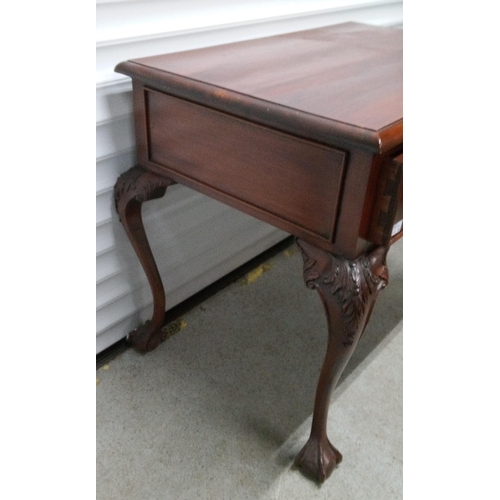 769 - An Antique Side Table with Large Drawer on Carved Claw and Ball Feet. 76cm H x 96cm W x 64cm D.