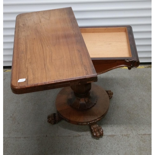 771 - A Victorian Flip Top and Swivel Top Games/Card Table in need of attention as the table is unstable a... 