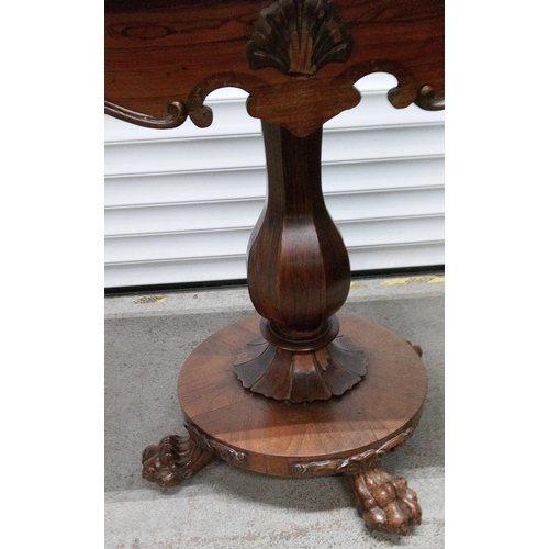 771 - A Victorian Flip Top and Swivel Top Games/Card Table in need of attention as the table is unstable a... 