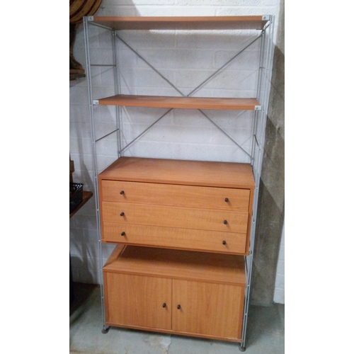 776 - Vintage 80's Eames Style Unit with 3 Drawers, 4 Shelves and 2 Door Cupboard. 175cm H x 85cm W x 41cm... 