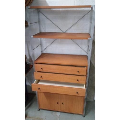 776 - Vintage 80's Eames Style Unit with 3 Drawers, 4 Shelves and 2 Door Cupboard. 175cm H x 85cm W x 41cm... 