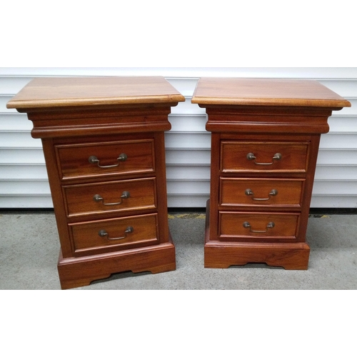 797 - A Pair of Sleigh Bedside Chest with 3 Drawers.