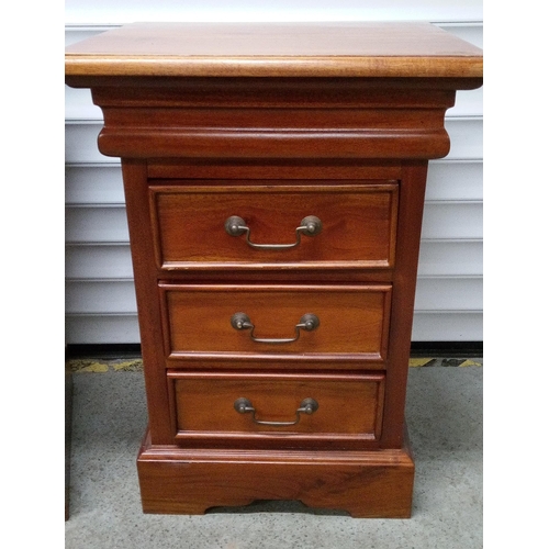 797 - A Pair of Sleigh Bedside Chest with 3 Drawers.