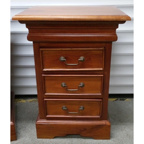 797 - A Pair of Sleigh Bedside Chest with 3 Drawers.