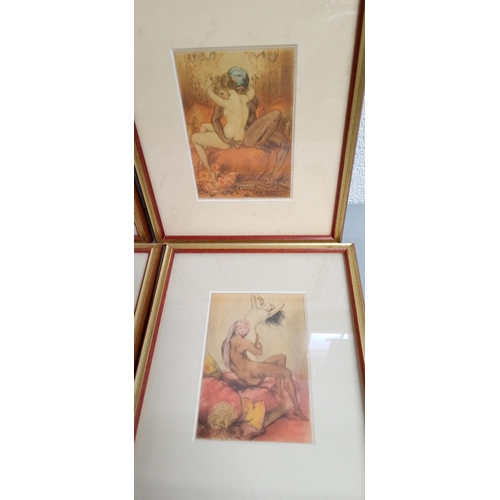 827 - 6 Louis Icart Erotic Prints, all framed.