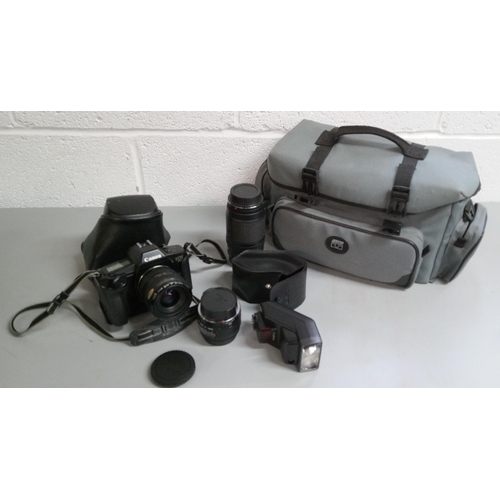 832 - A Canon EOS 650 Camera, Canon AF Zoom Lens 70 -120mm, Sigma AF Super Wide Lens, Canon AF Zoom Lens 3... 