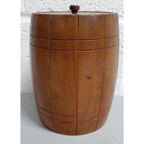 836 - A Vintage Treen Wooden Tobacco Barrel.