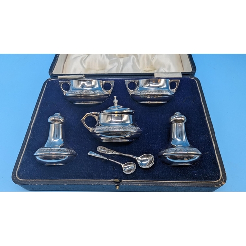 440 - A Boxed/Cased Silver Cruet Set.