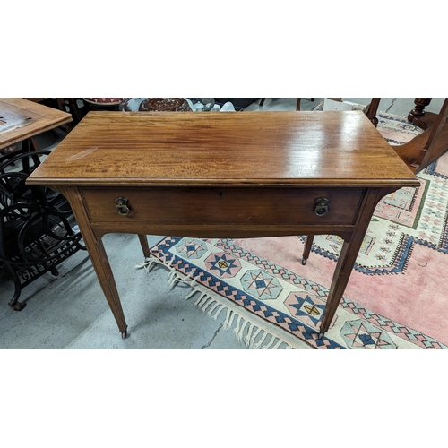 608 - A Mahogany Table with Drawer on Castors.