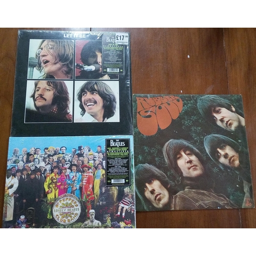 331F - Beatles LP's, Rubber Soul, Let It Be (Opened but in original wrap). SGT Peppers Lonely Hearts Club B... 