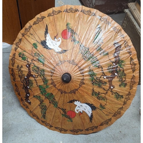 517 - A Hand Painted Chinese Paper Parasol