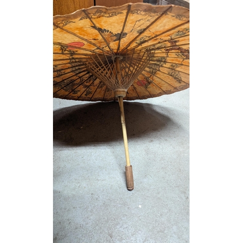 517 - A Hand Painted Chinese Paper Parasol