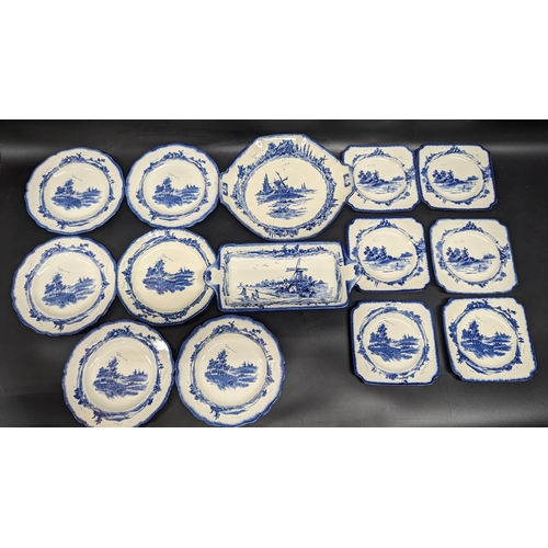 614 - A Quantity of Royal Doulton Norfolk Blue and White China.