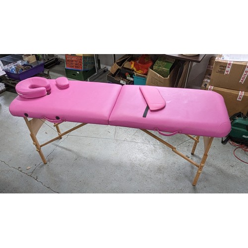 285 - A Pink, Folding Massage Table.