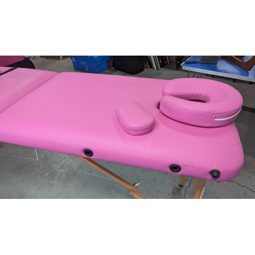 285 - A Pink, Folding Massage Table.