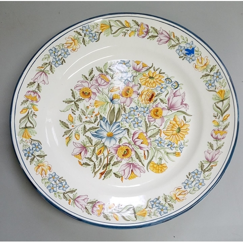 792 - A Large Floral Plate with BP Oil Spam Castellon Refinery on the back.