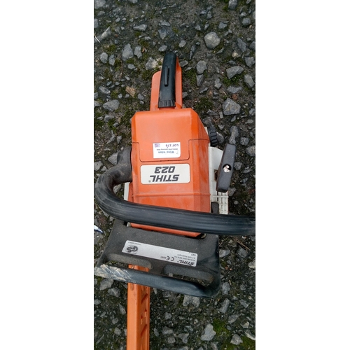 175 - Seen Running. A Stihl 023 Chainsaw. New Bar and Chain.