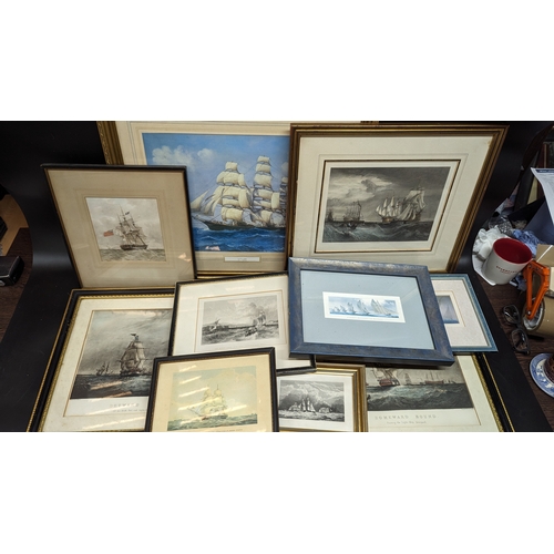 559 - A Quantity of Mostly Naval Themed Pictures and Engravings