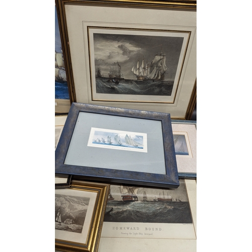 559 - A Quantity of Mostly Naval Themed Pictures and Engravings