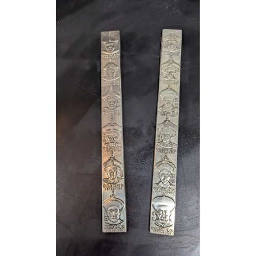 554 - 2  x Chinese/ Tibetan  Weights / Rulers  (not silver - white metal )