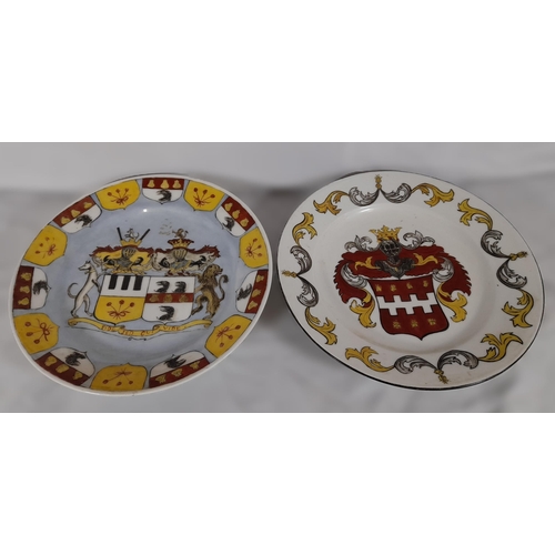 247 - A Pair of Plates Depicting Coats of Arms with writing on the reverse as pictured and the date of 188... 