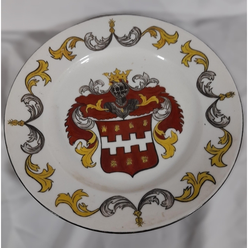 247 - A Pair of Plates Depicting Coats of Arms with writing on the reverse as pictured and the date of 188... 