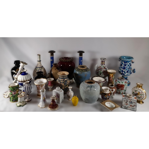 251 - A Mixed Lot of Antique Vases and Candle Holders.