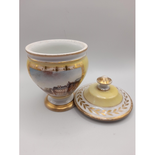 252 - Two Coffee Cups with Saucers and a Matching Sugar Bowl depicting scenes of Napoleonic Wars.