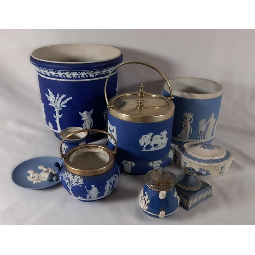 254 - A Mixed Lot of Blue and White Wedgewood Style Chinaware.