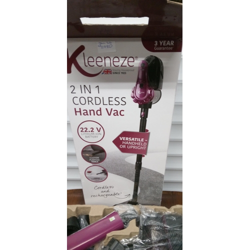 298D - A Kleeneze 2 in 1 Cordless Hand Vac in Original Packaging.