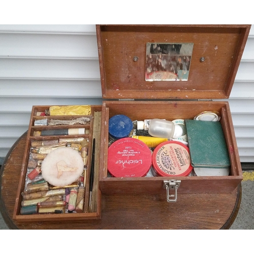 899 - Wooden Theatrical Makeup Case with contents