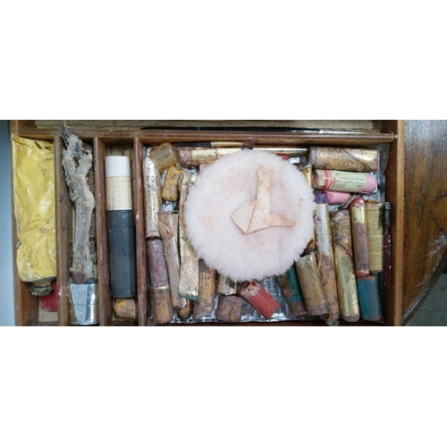 899 - Wooden Theatrical Makeup Case with contents