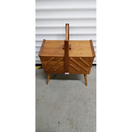 702 - A Mid Century Concertina Sewing Box in Elm.