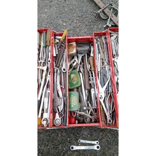 102E - Metal Cantilever Tool Box and Contents including Snap on Tools.