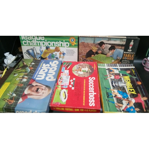 1280 - 5 Vintage Football Board Games-Soccerboss, Wembley, Grand Slam, League Championship, Table Soccer.