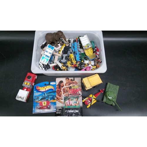 1327 - An Assortment of Playworn and Boxed Diecast Metal cars including James Bond Aston Martin.