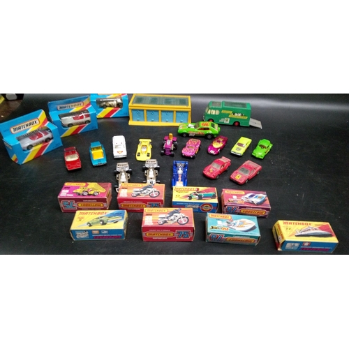 1335 - An Assortment of Vintage Boxed and Unboxed Matchbox Superfast Diecast Metal Toy Cars.