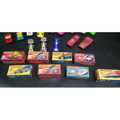 1335 - An Assortment of Vintage Boxed and Unboxed Matchbox Superfast Diecast Metal Toy Cars.