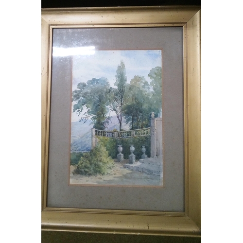 569 - Watercolour of a Garden Scene. 55cm x 49cm.