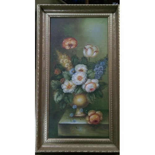 575 - Oil On Canvas. Still Life of Flowers. 73cm  x 43cm. Signed M.Aarrn.