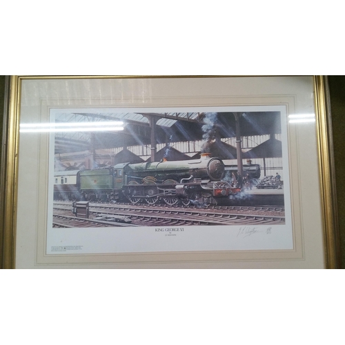 579 - King George VI Steam Locomotive Signed Print 661/850 by JE Wigston. 77x 53cm.