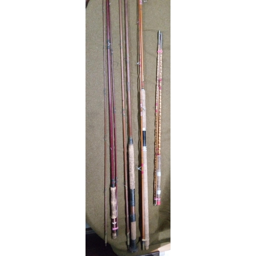 629 - 4 Vintage and Antique Fishing Rods. 2 Fly Rods, 1 Salmon Rod, 1 Coarse Rod.